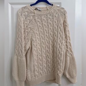 Zara Oversized Cable Knit Cream Sweater